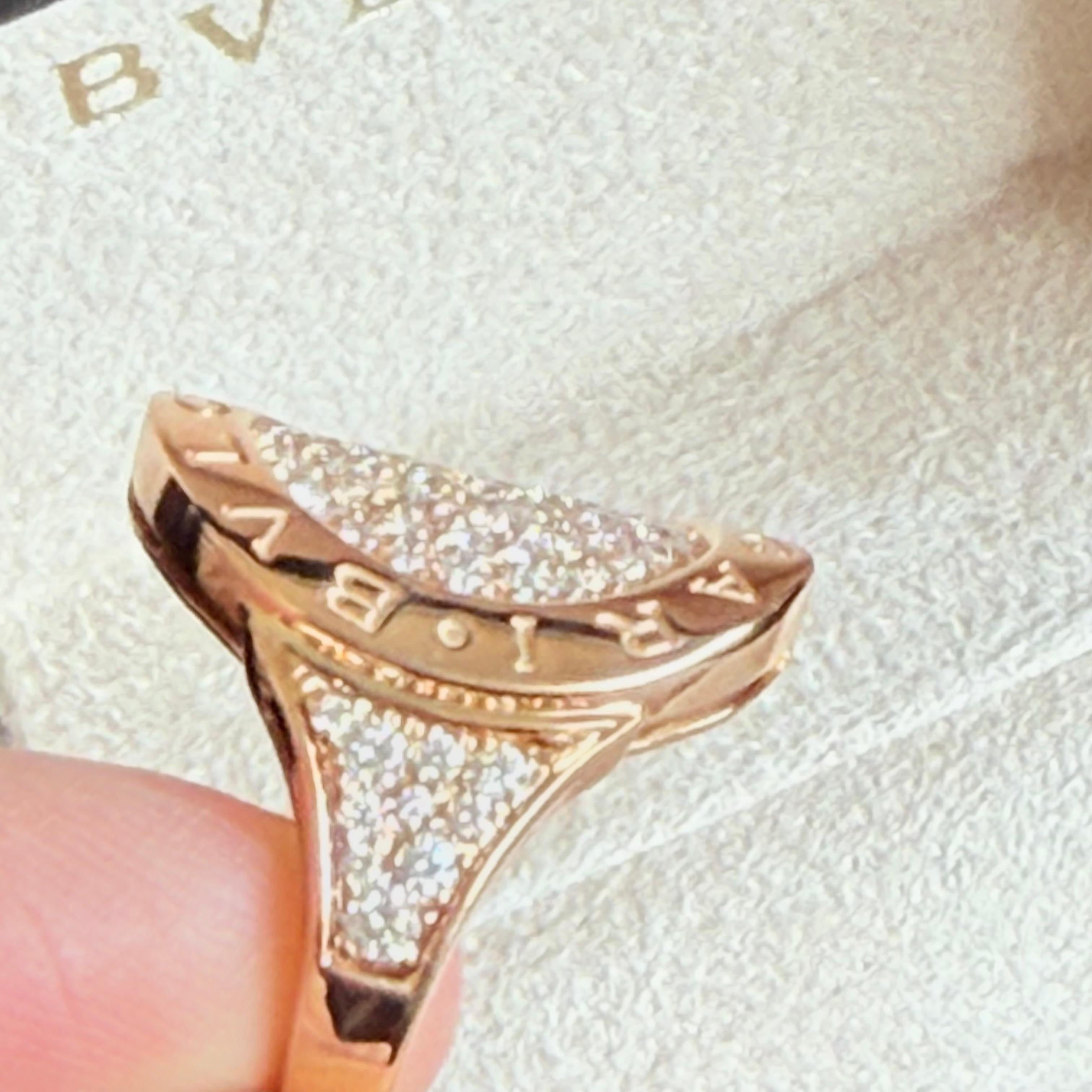 Bvlgari Pave Diamond Ring Rose Gold 18k For Sale 2