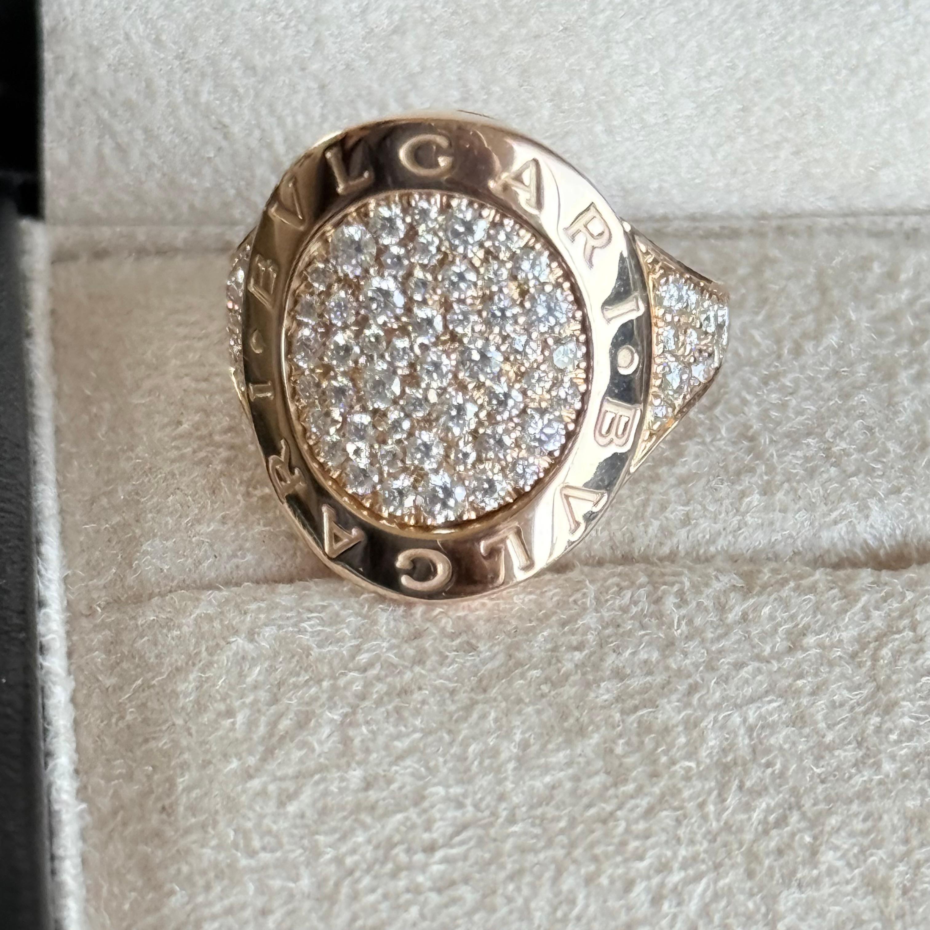 Bvlgari Pave Diamond Ring Rose Gold 18k For Sale 3
