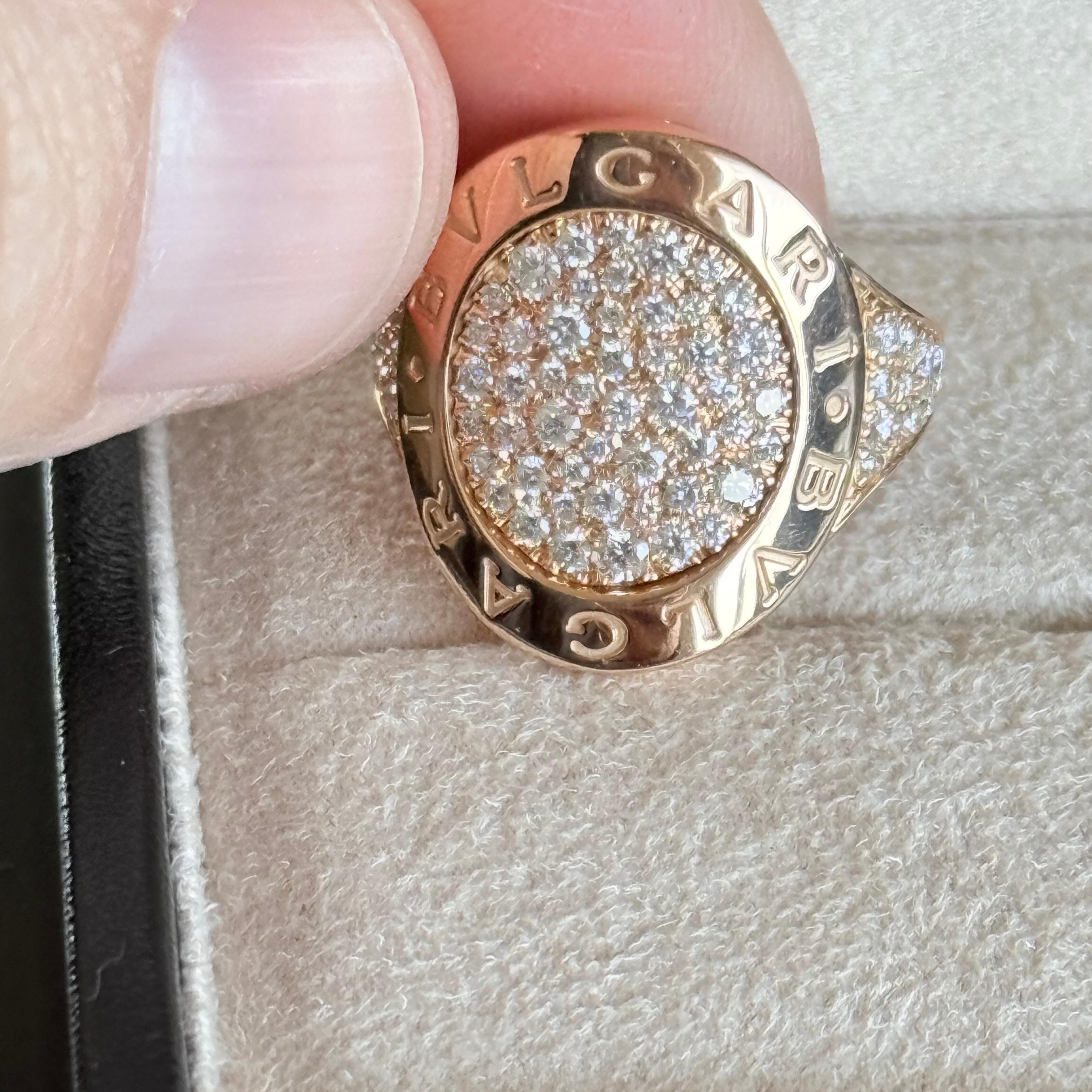 Bvlgari Pave Diamond Ring Rose Gold 18k For Sale 5