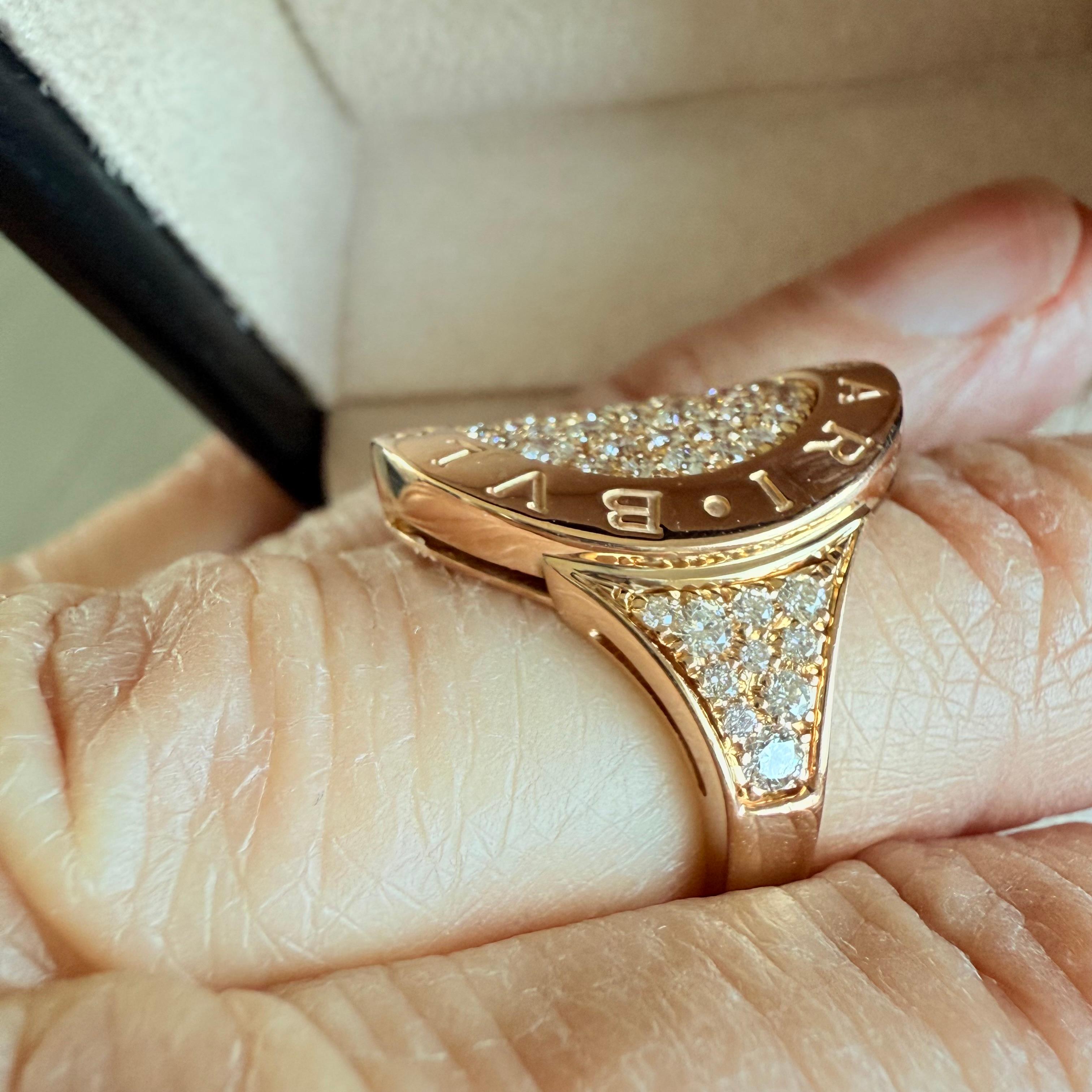 Bvlgari Pave Diamond Ring Rose Gold 18k For Sale 6