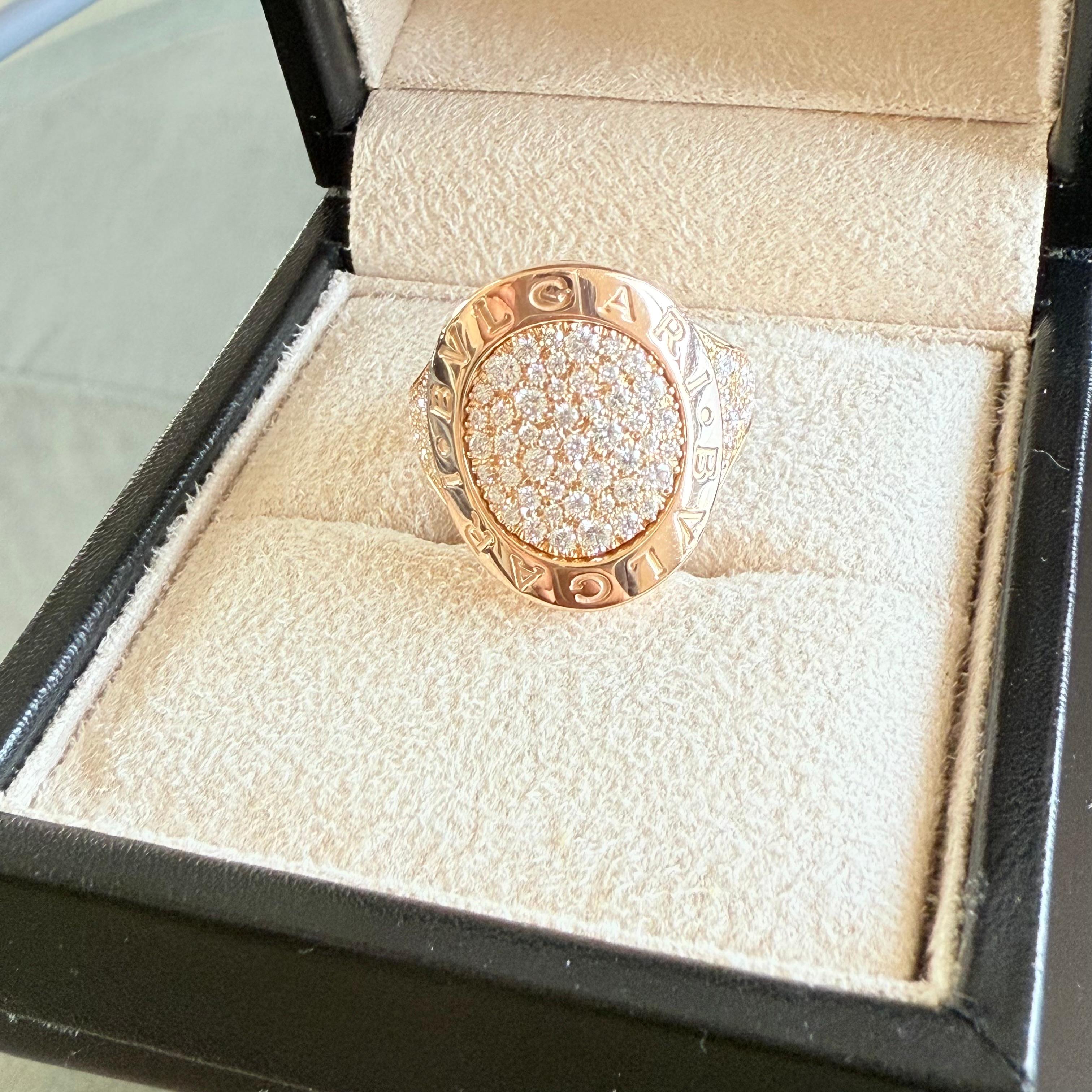 Bvlgari Pave Diamond Ring Rose Gold 18k For Sale 7
