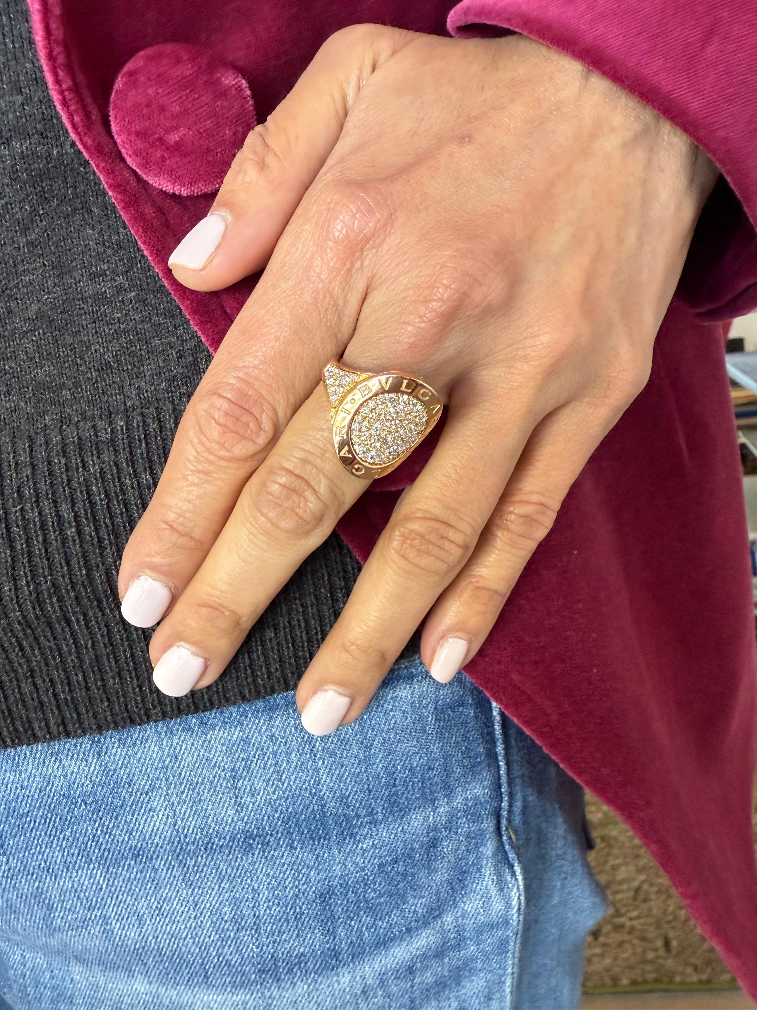 Bvlgari Pave Diamond Ring Rose Gold 18k For Sale 4
