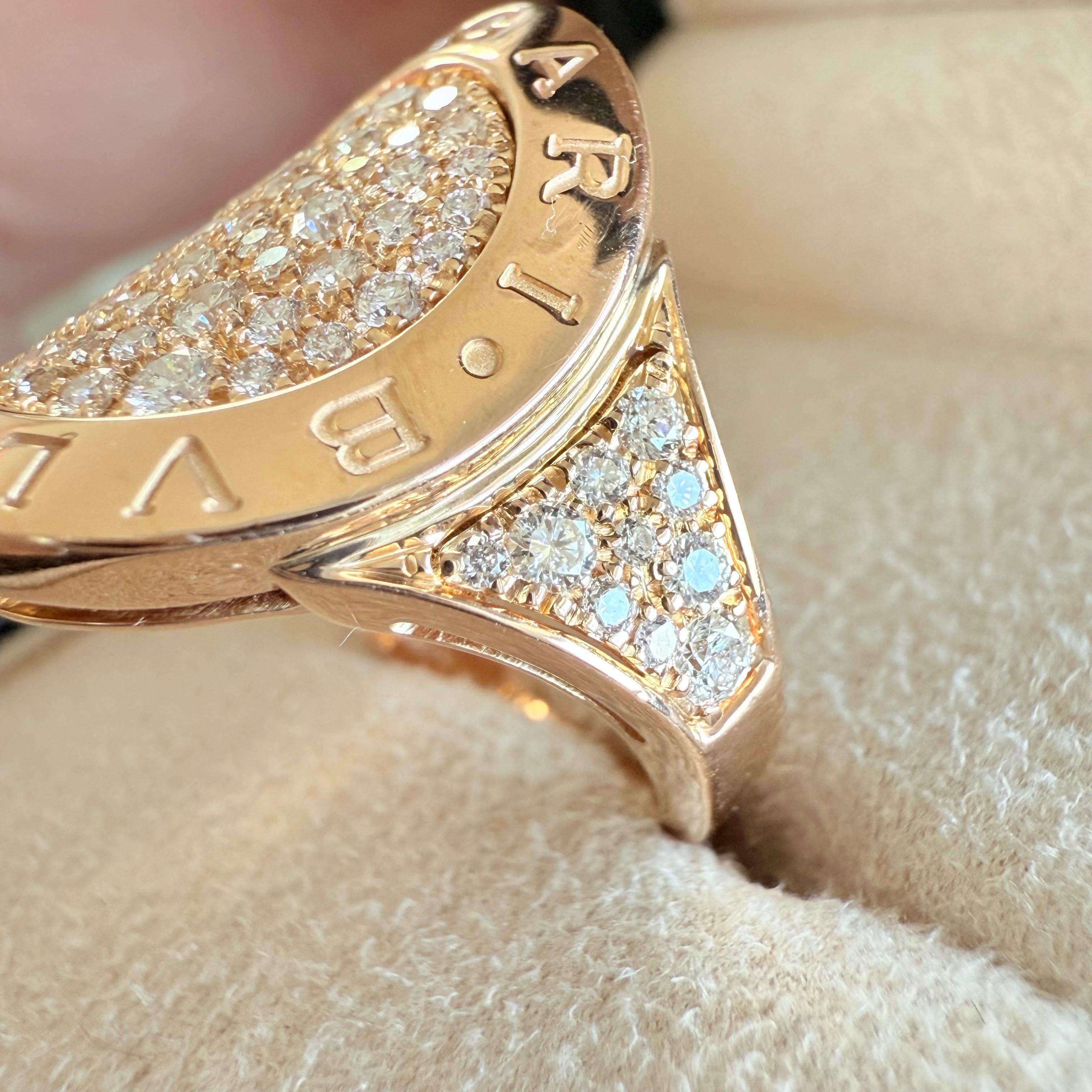 Bvlgari Pave Diamond Ring Rose Gold 18k For Sale 8