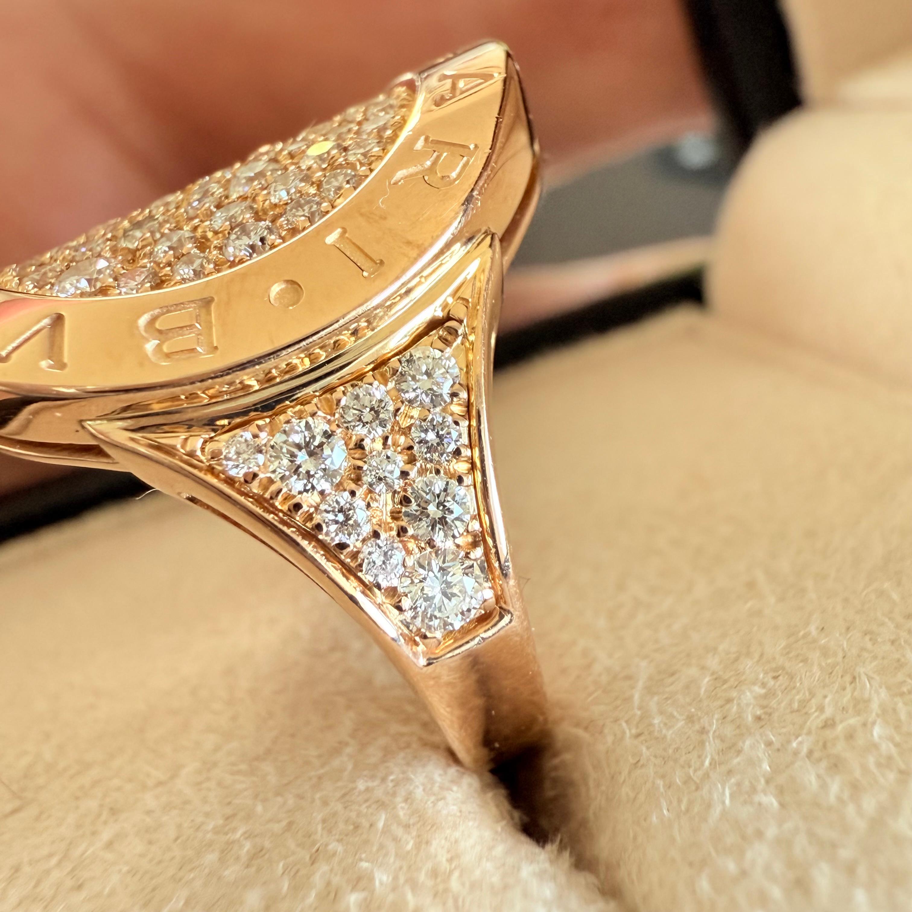 Bvlgari Pave Diamond Ring Rose Gold 18k For Sale 9
