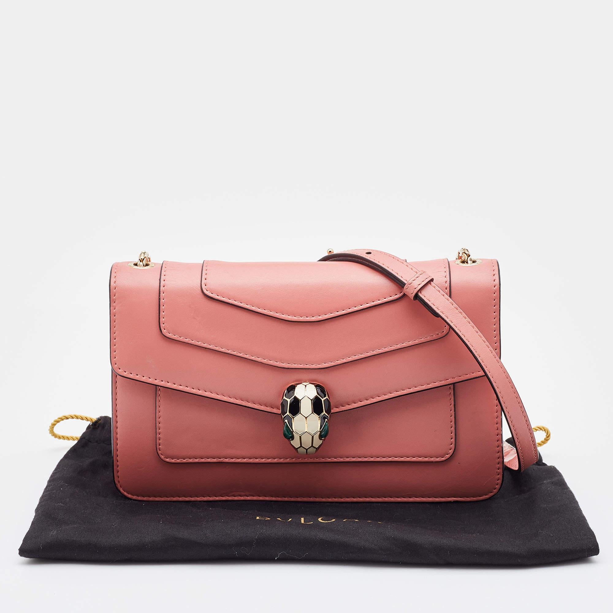 Bvlgari Peach Leather Serpenti Forever Crossbody Bag 2