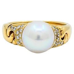 Bvlgari Pearl Diamond 18k Gold Cocktail Ring
