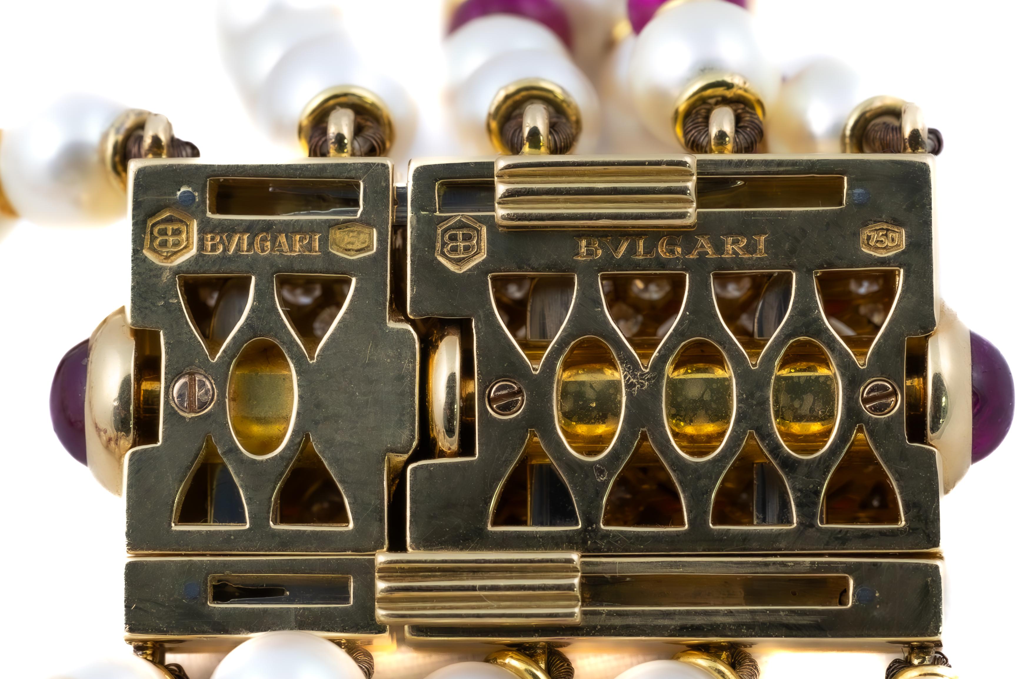 Halskette von Bvlgari mit Perlen, Rubinen und Diamanten 2
