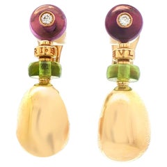 Bvlgari Peridot Amethyst and Diamond Mediterranean Eden Drop Earrings