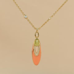 Bvlgari Peridot Diamond 18K Gold Pendant Necklace