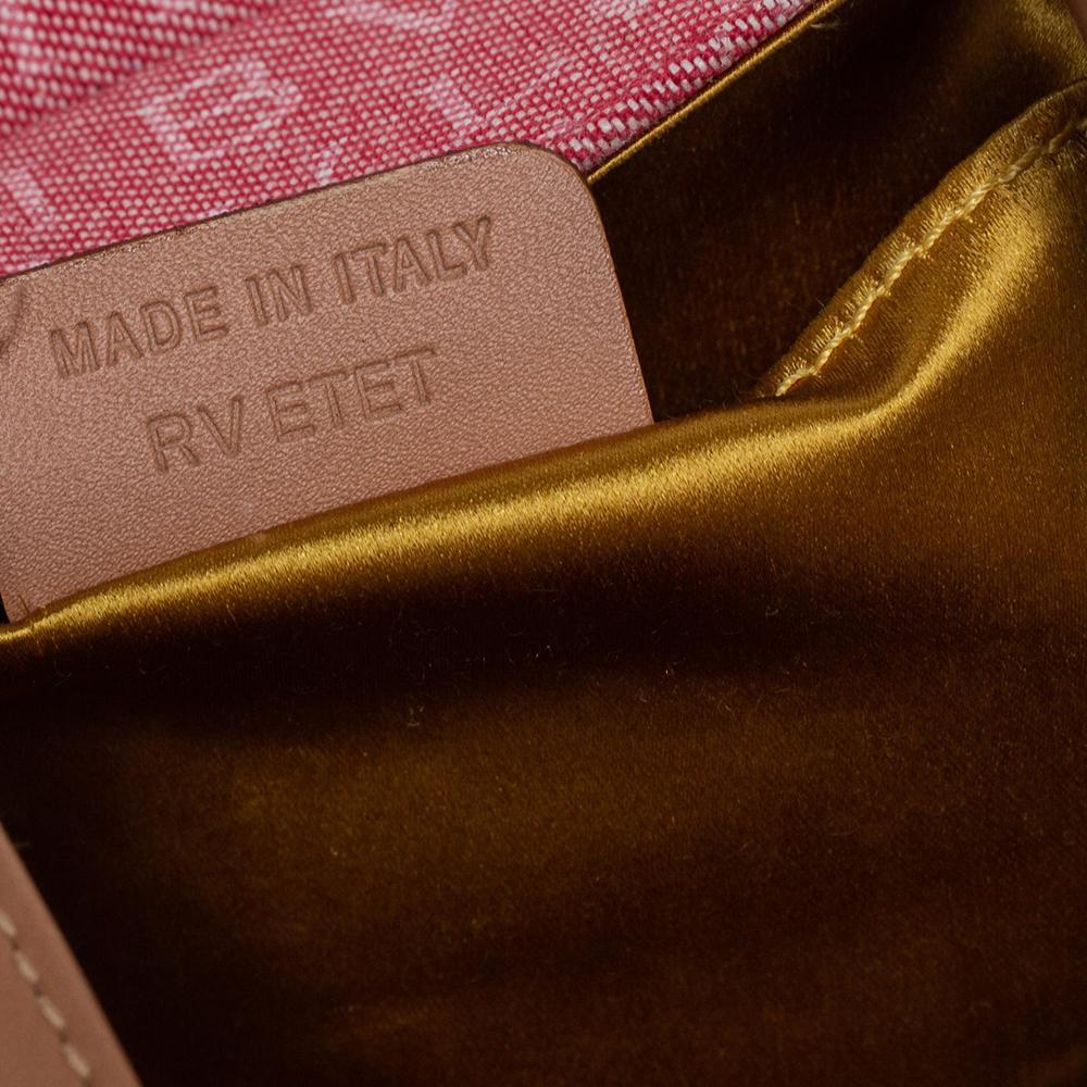 Women's Bvlgari Pink/Beige Denim and Leather Cylinder Bag