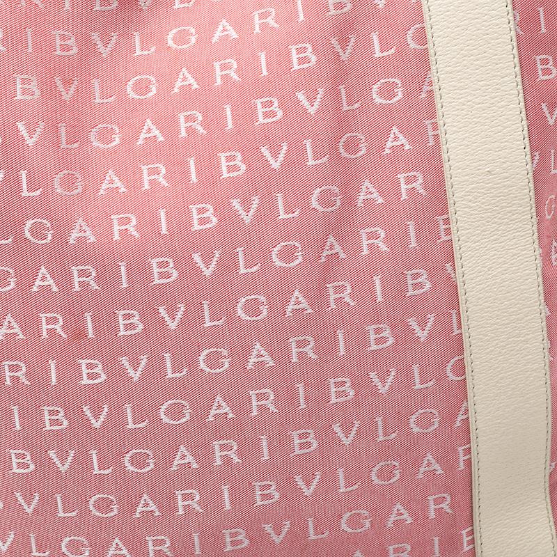 Bvlgari Pink/Beige Logo Mania Canvas and Leather Tote 3