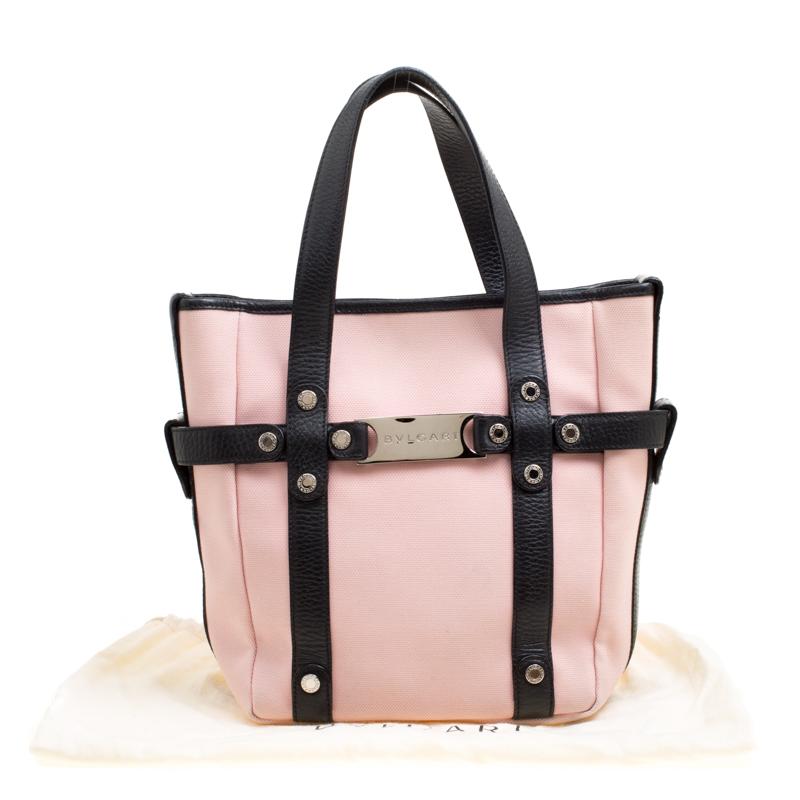 Bvlgari Pink/Black Canvas and Leather Tote 6