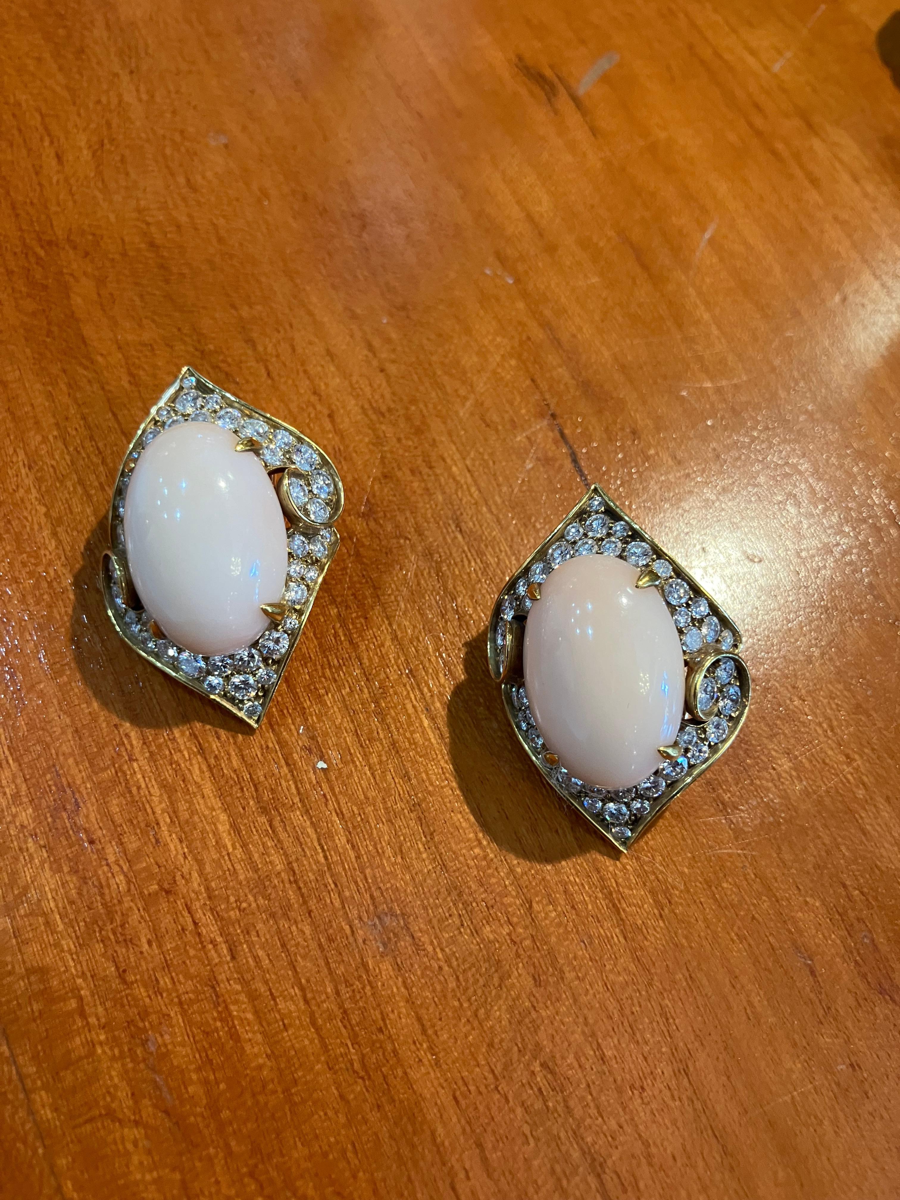 Modern BVLGARI  Pink Corol Diamond Earrings  For Sale