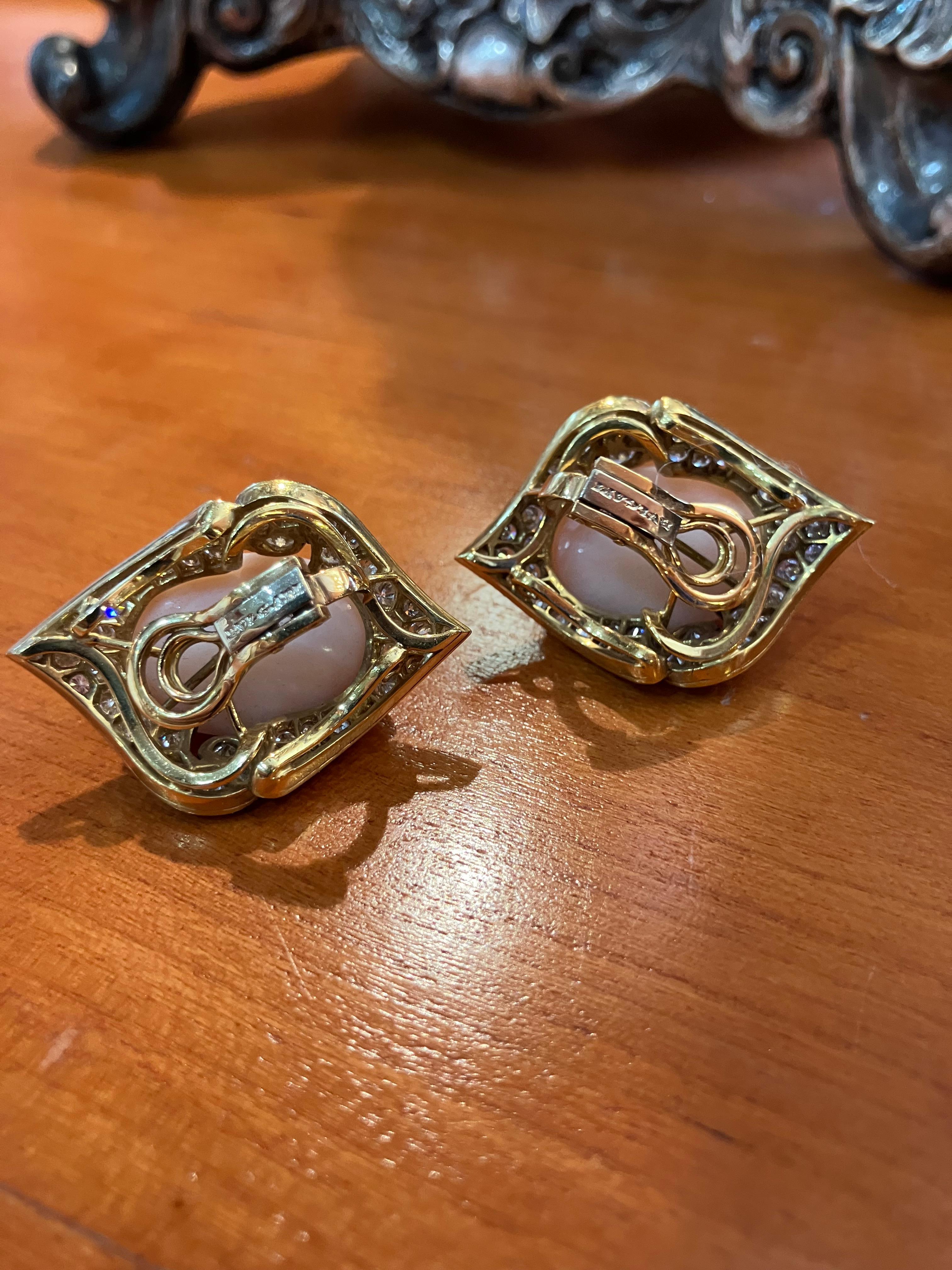 BVLGARI  Pink Corol Diamond Earrings  In Excellent Condition For Sale In Palm Beach, FL