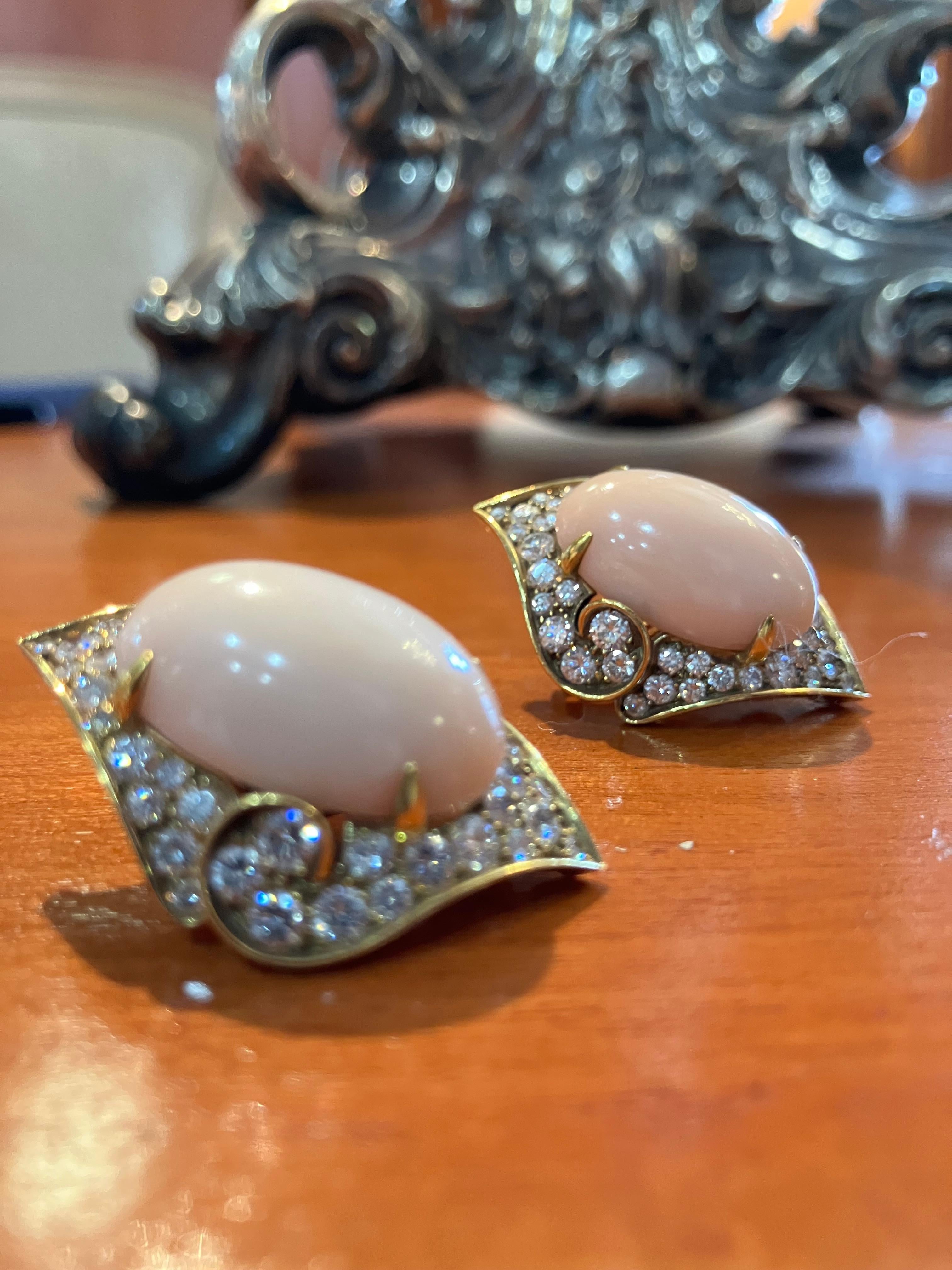 BVLGARI  Pink Corol Diamond Earrings  For Sale