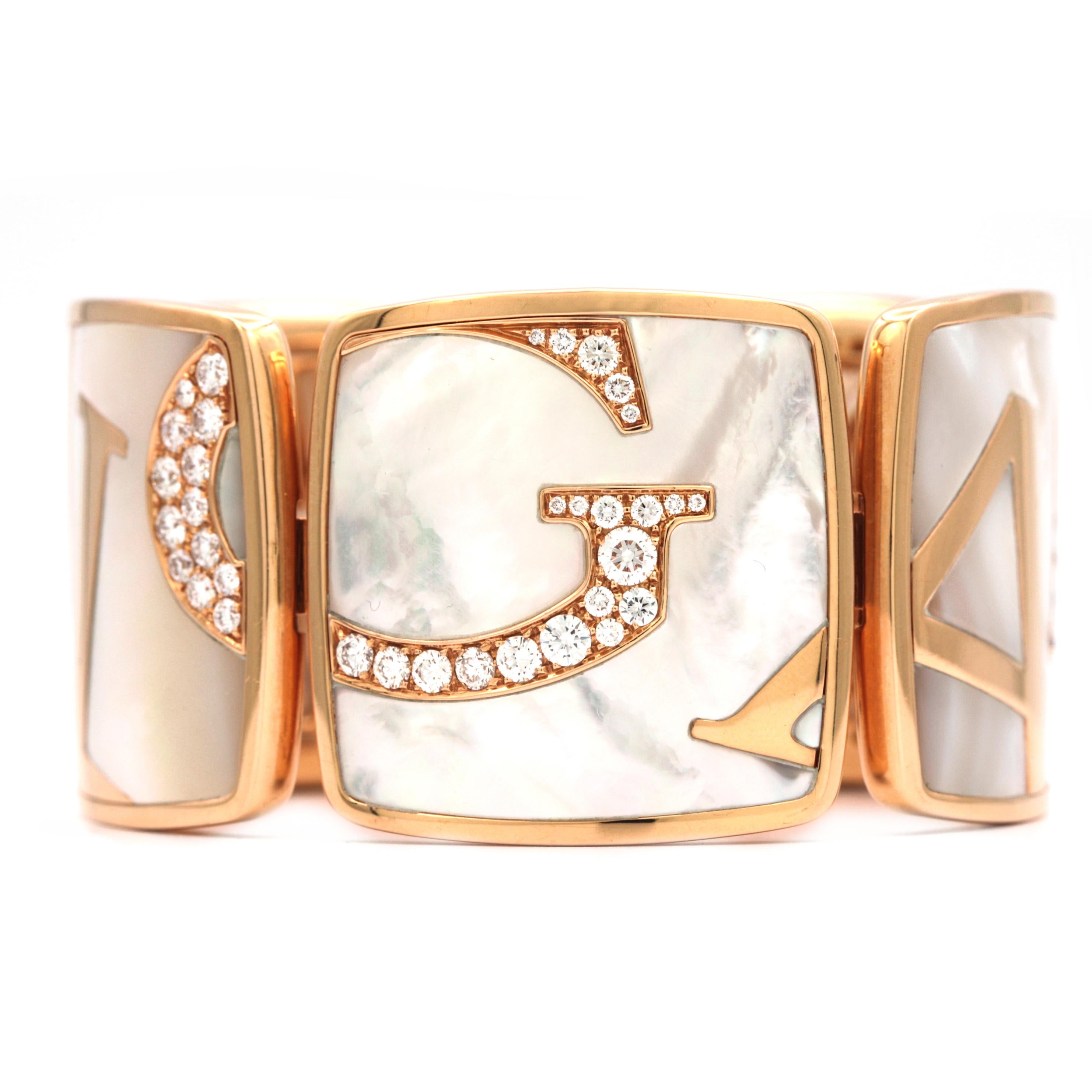 Bvlgari Pink Graffiti Gold Mother-of-Pearl Diamond Bracelet, Special Edition In New Condition In Los Angeles, CA