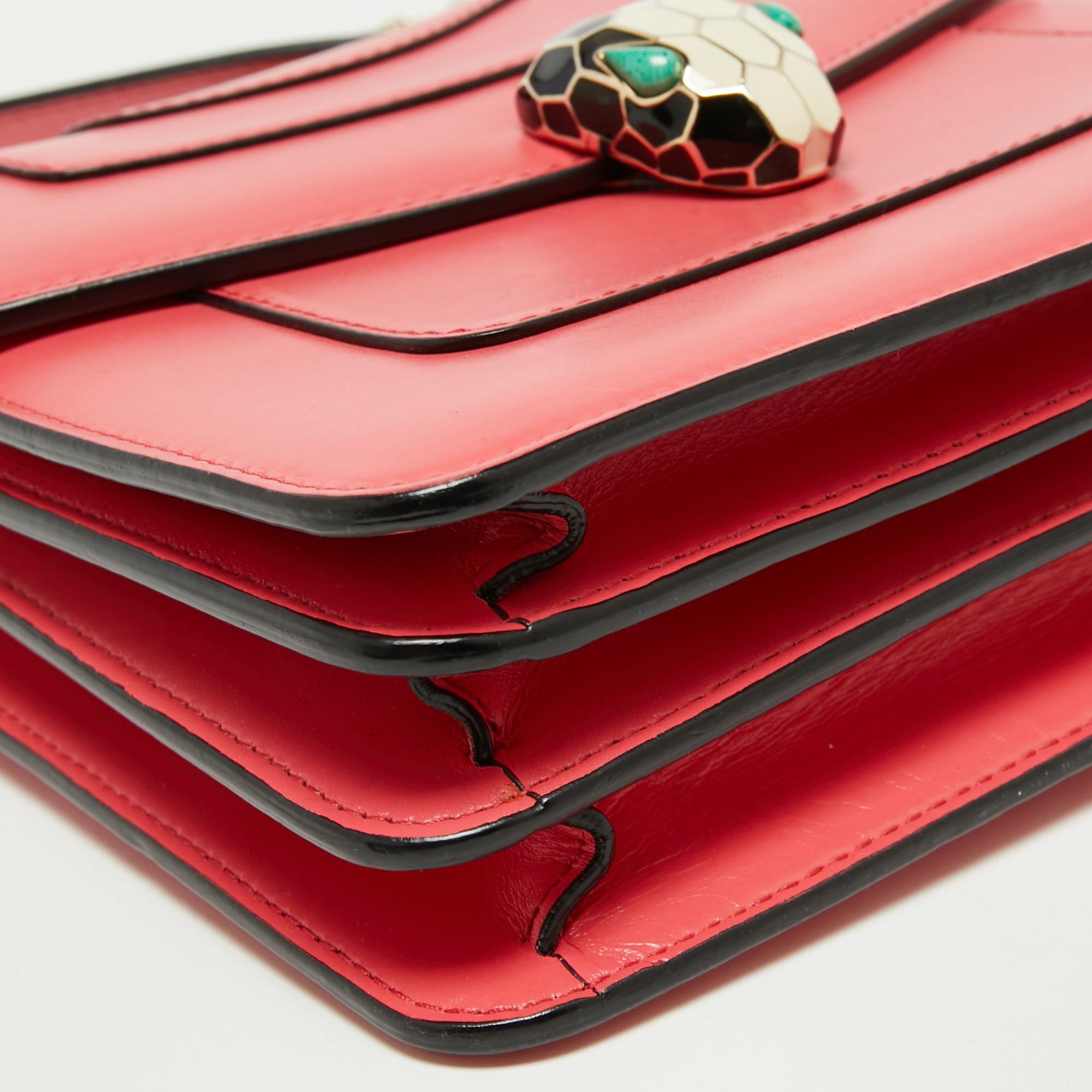 Bvlgari Pink Leather Serpenti Forever Flap Top Handle Bag 5