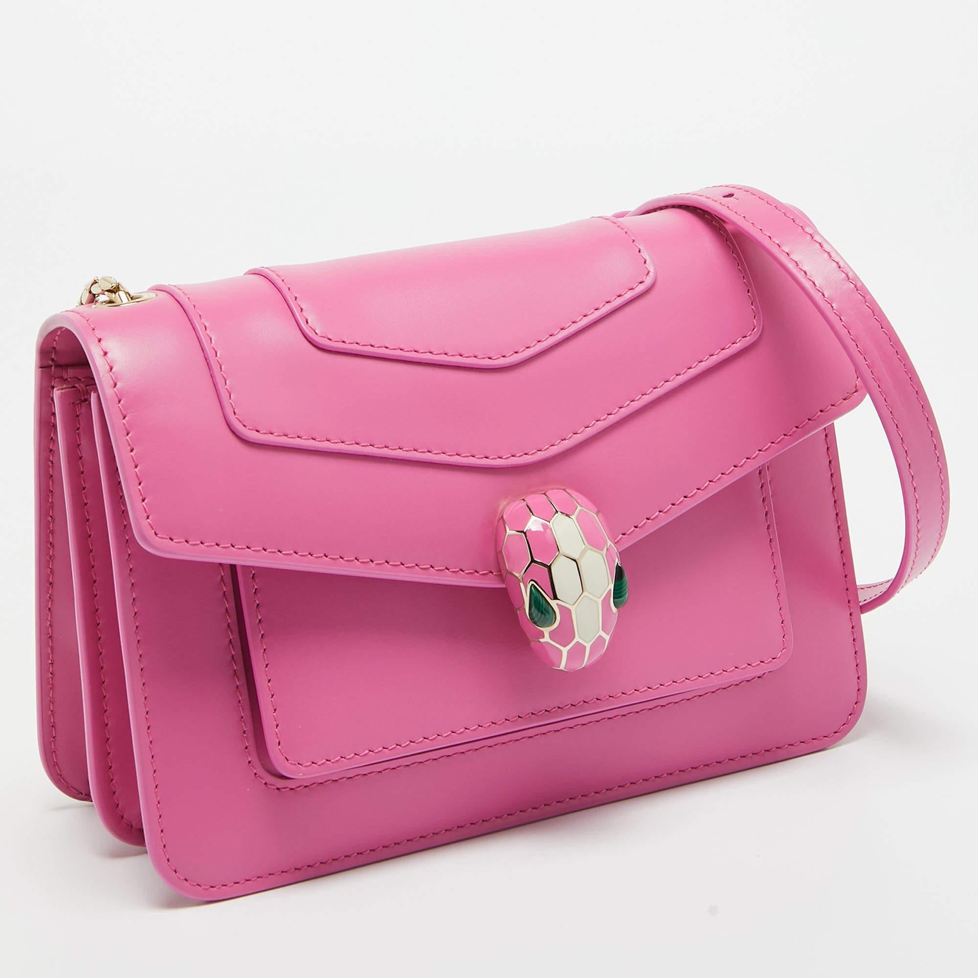 Bvlgari Pink Leather Small Serpenti Forever Shoulder Bag 1