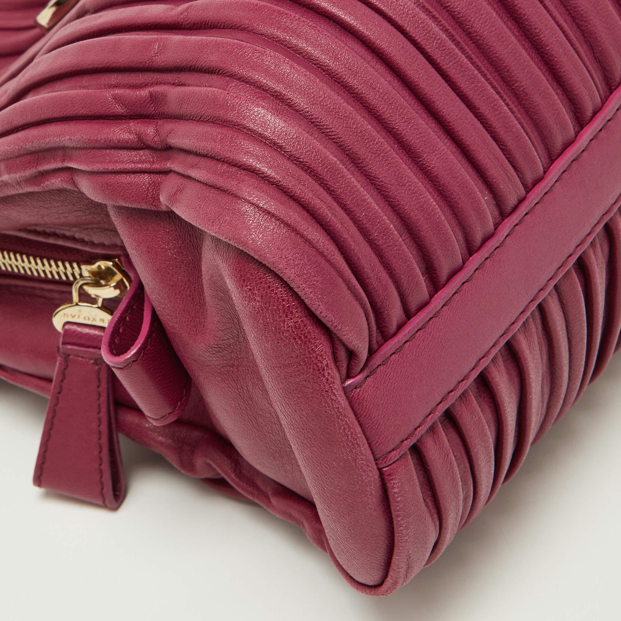 Bvlgari Pink Leather Twistino Tina Satchel For Sale 5