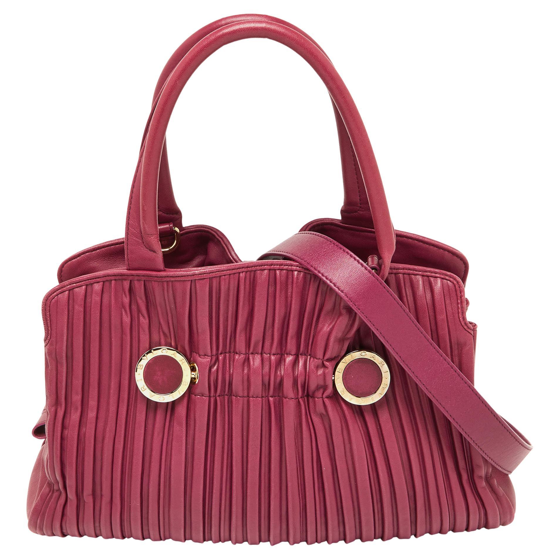 Bvlgari Pink Leather Twistino Tina Satchel For Sale