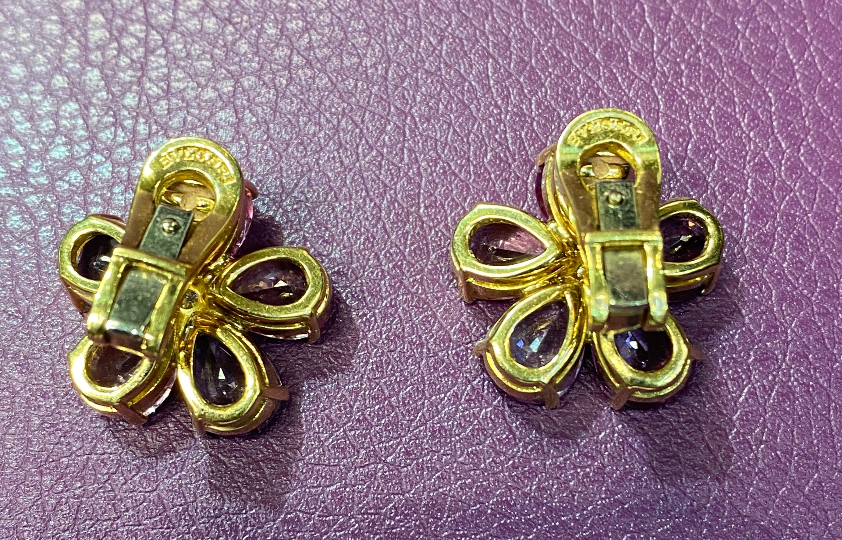 Women's Bvlgari Pink Sapphire & Diamond Flower Earrings