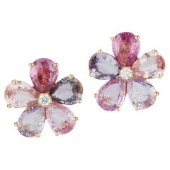 Bvlgari Pink Sapphire & Diamond Flower Earrings