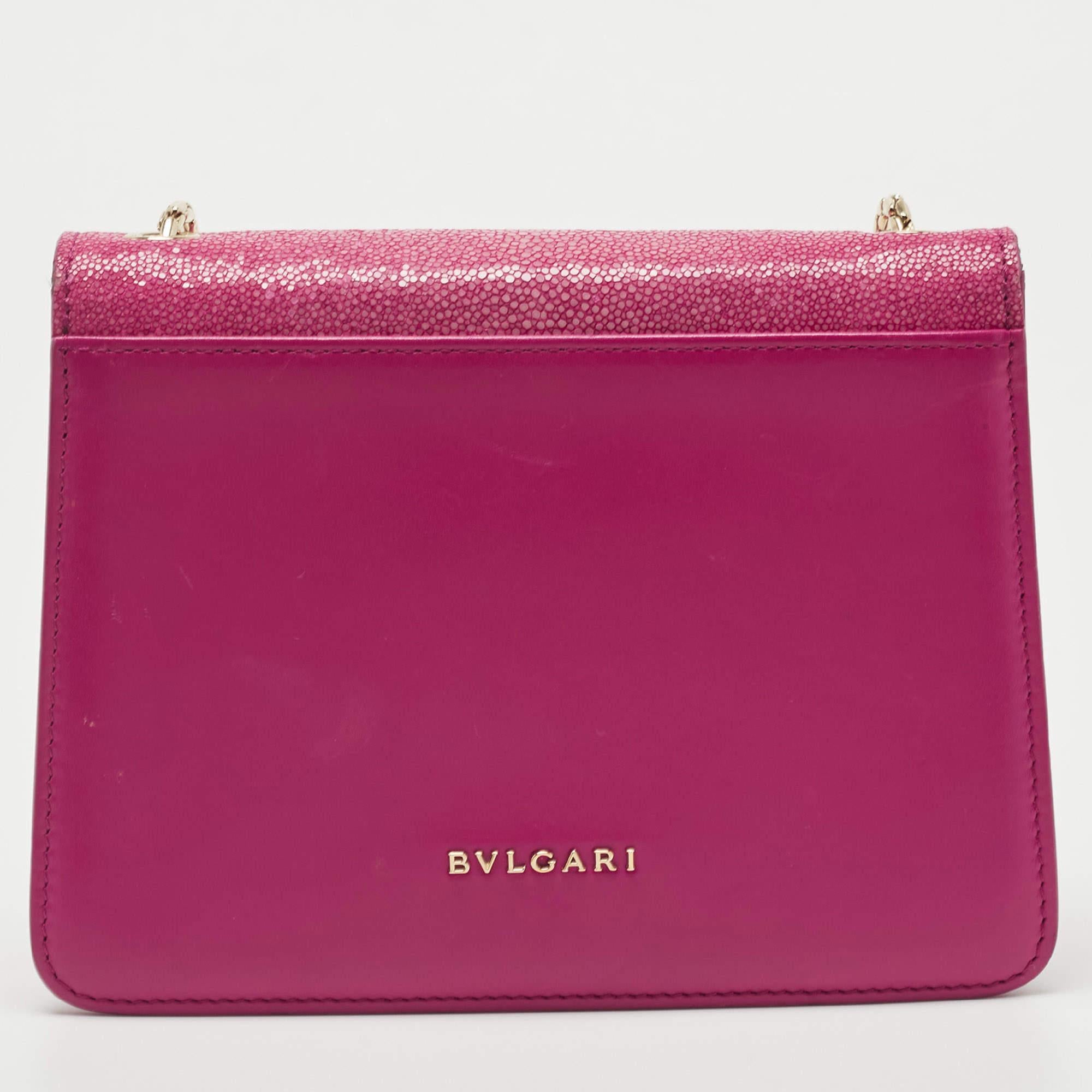 Bvlgari Pink Stingray and Leather Serpenti Forever Shoulder Bag 8