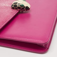 Bvlgari Pink Stingray and Leather Serpenti Forever Shoulder Bag