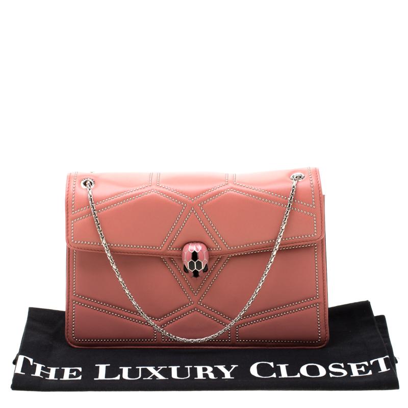 Bvlgari Pink Studded Leather Medium Serpenti Forever Shoulder Bag 2