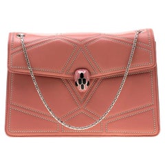 Bvlgari Pink Studded Leather Medium Serpenti Forever Shoulder Bag