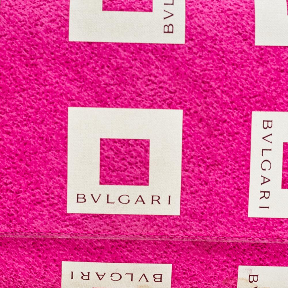 Bvlgari Pink/White Logo Print Fabric Clutch 1