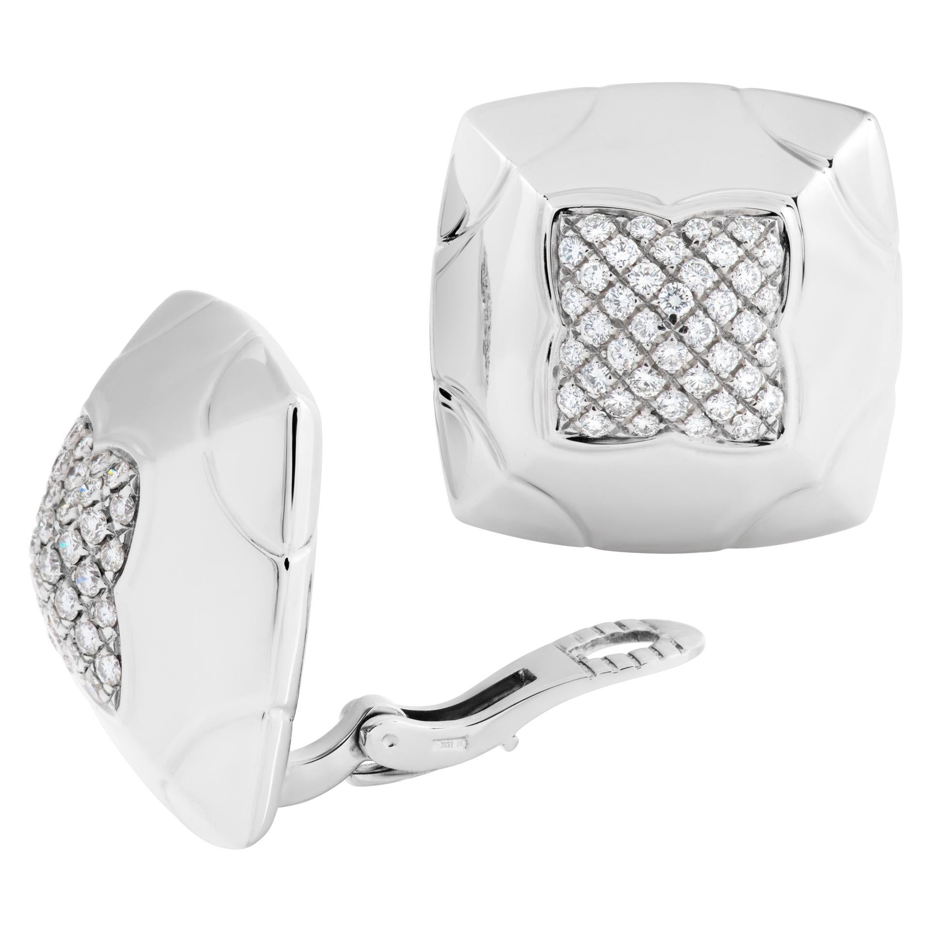 Round Cut Bvlgari Piramide Earrings in 18k White Gold with 1.52 Carats in Pave Diamonds