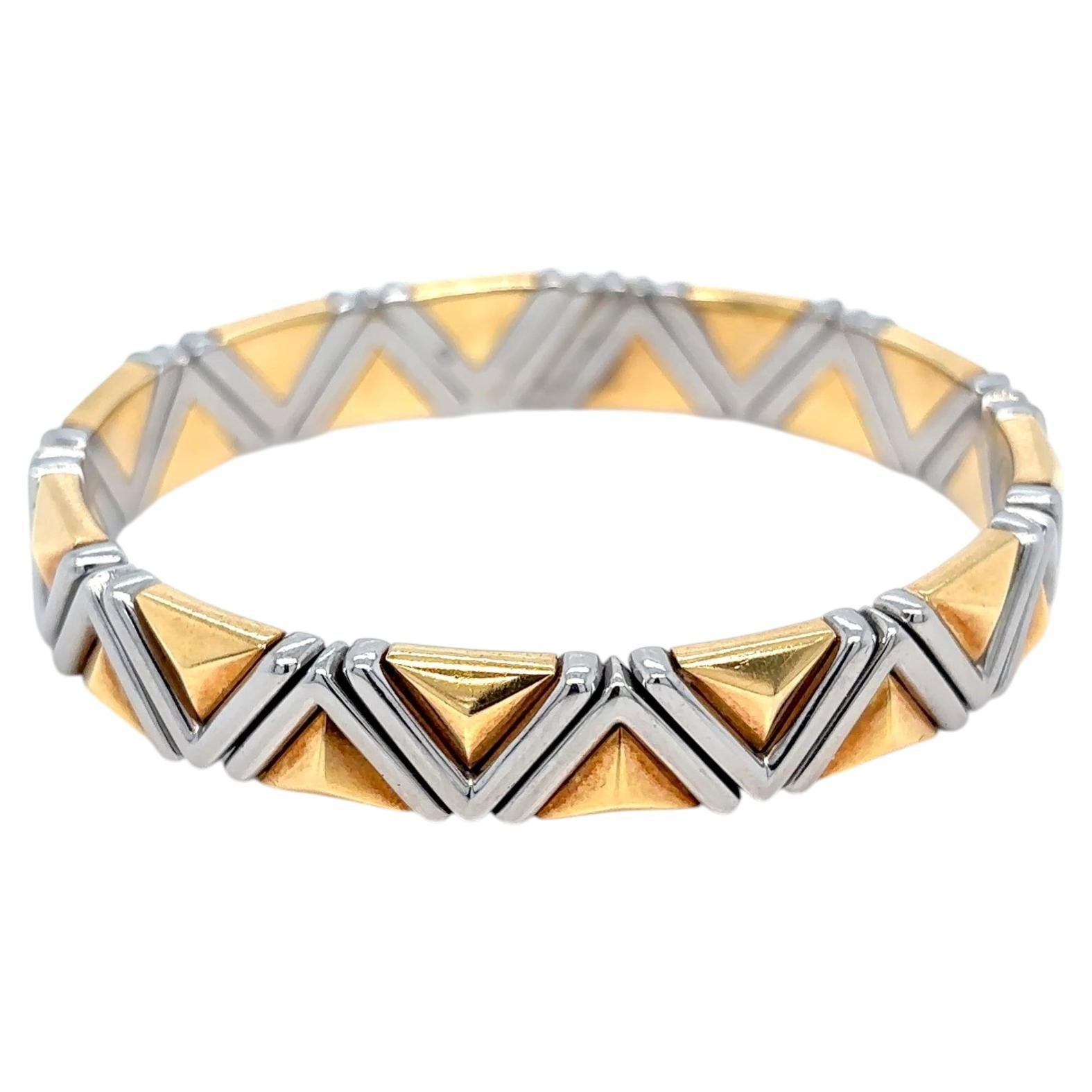 Bracciale Bvlgari "Piramide" in oro e acciaio, anni '80 in vendita