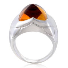 Bvlgari Piramide Women's 18 Karat White Gold Citrine Ring