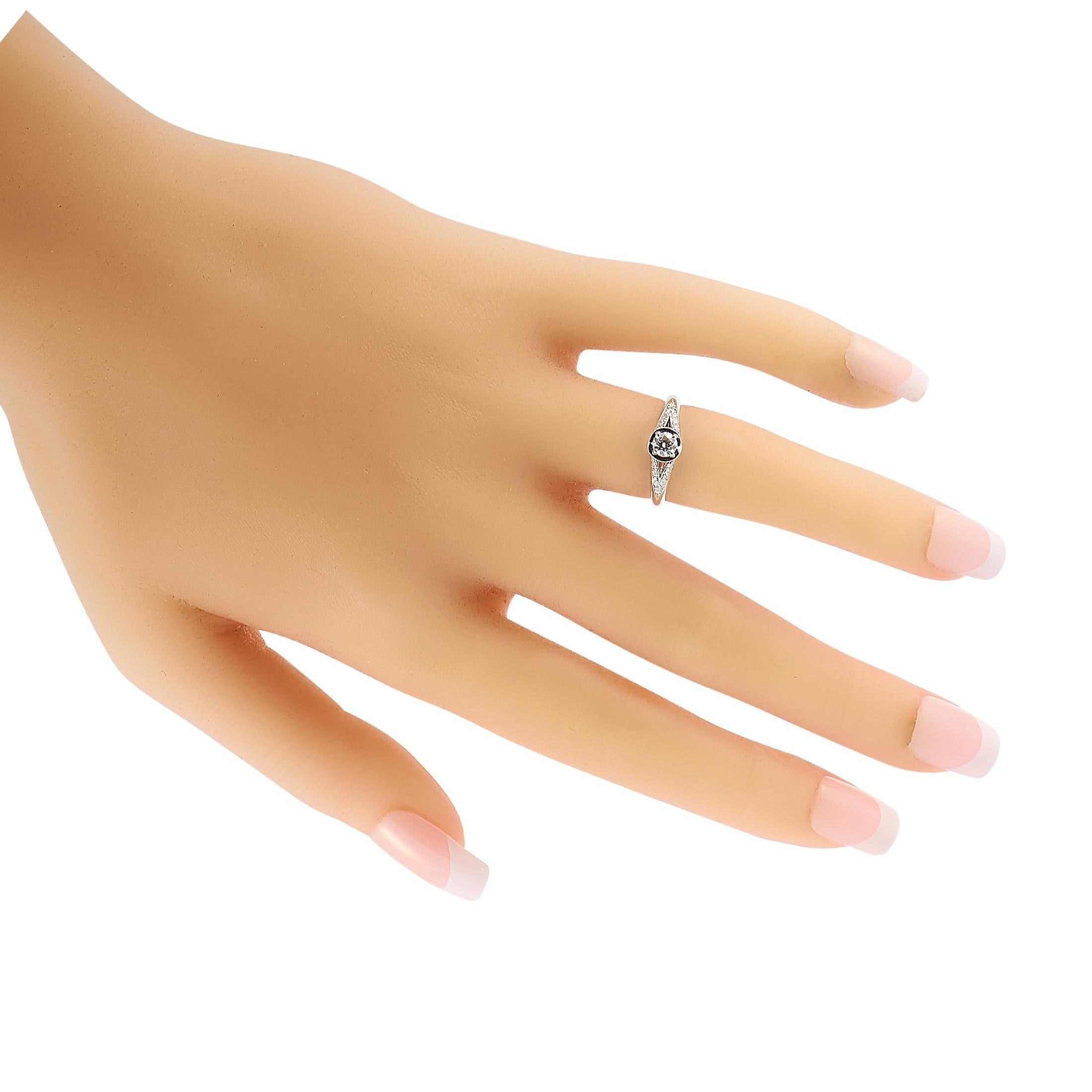 Round Cut Bvlgari Platinum 0.36 Carat Diamond Engagement Ring