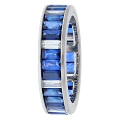 Bvlgari Platinum Baguette Cut Diamond and Sapphire Eternity Band