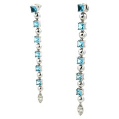 Bvlgari Platinum Dangling Earrings with 0.16 Carat Round G-VS2 Diamonds