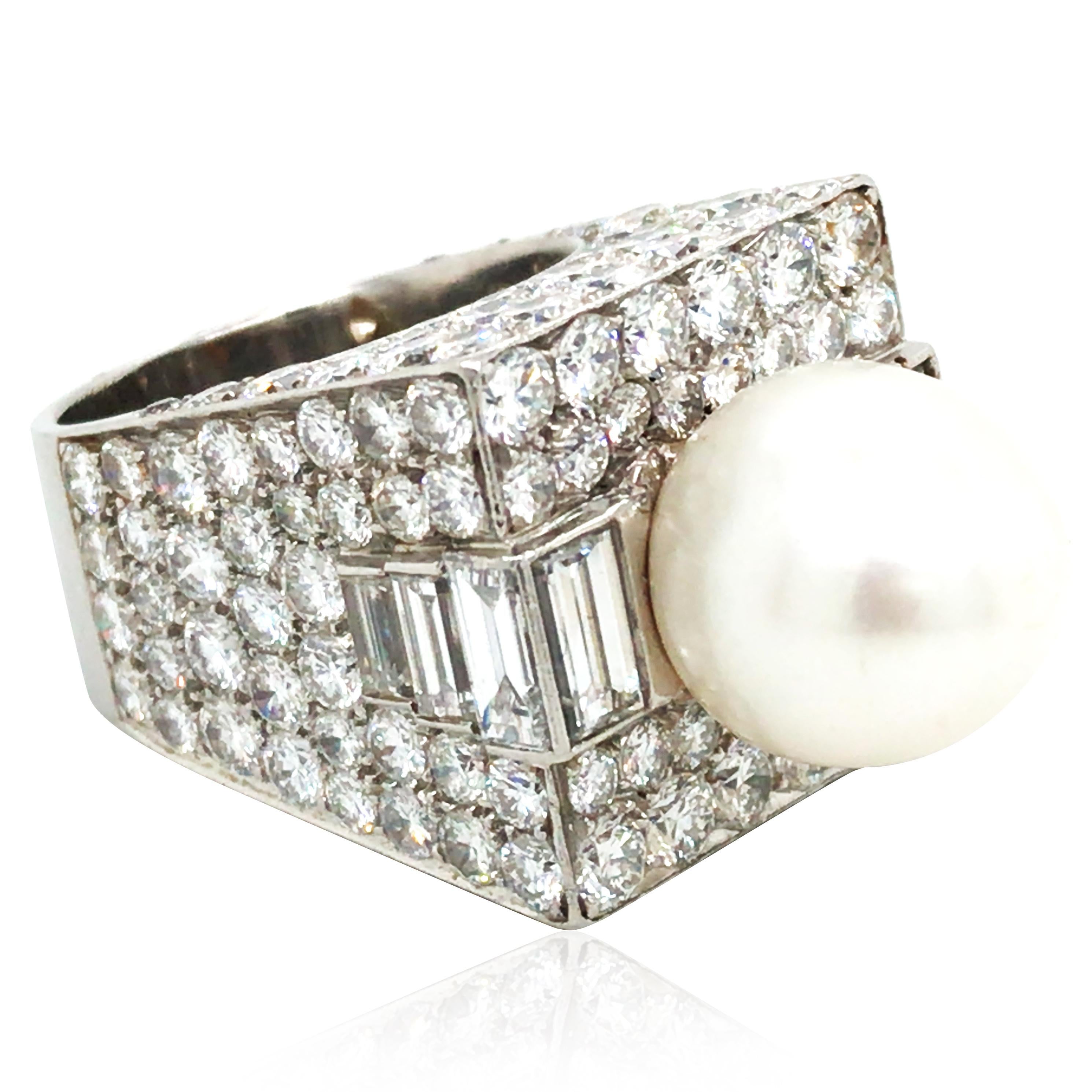 Bvlgari, Anillo Trombino Platino Perla Diamante, GIA Corte redondo en venta