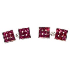 Bvlgari Platinum Ruby Calibre-Set Cufflinks