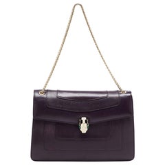 Bvlgari Plum Leather Medium Serpenti Forever Shoulder Bag