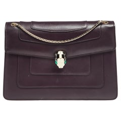 Bvlgari Plum Leather Medium Serpenti Forever Shoulder Bag