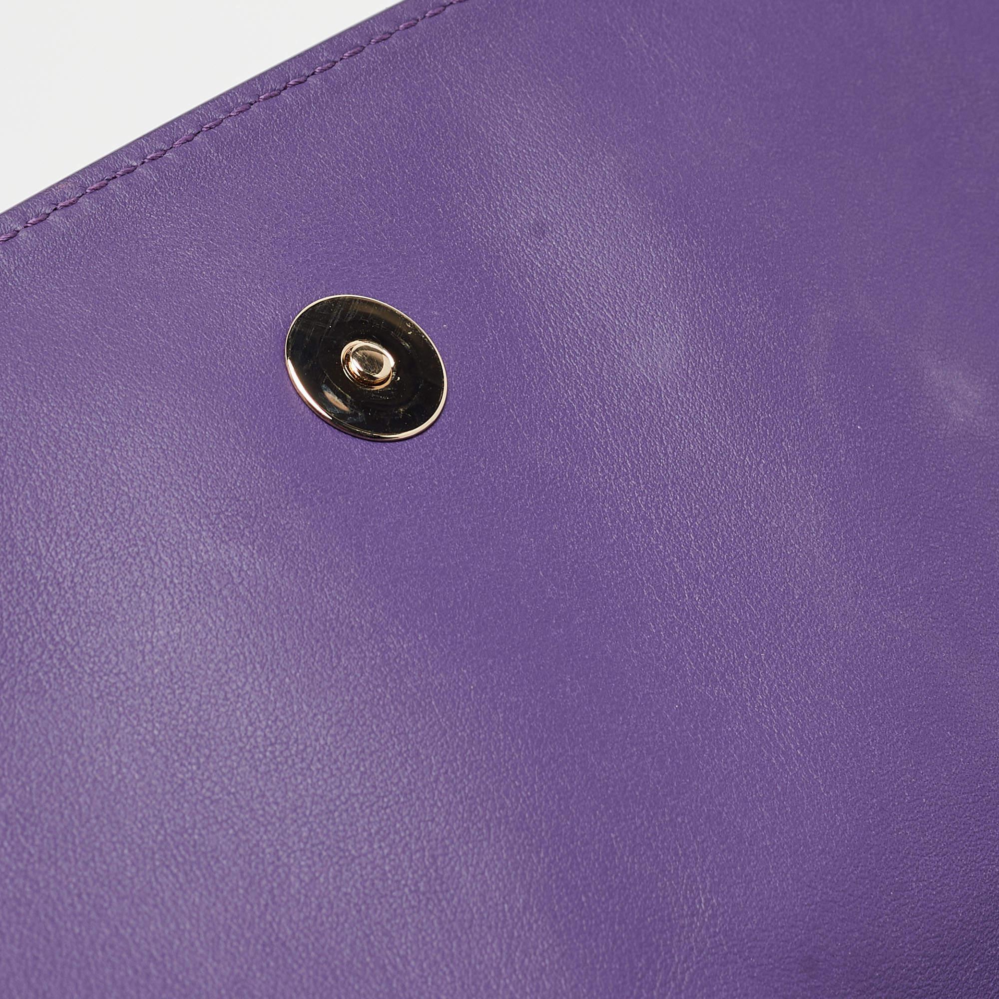 Bvlgari Purple/Black Leather Bvlgari Duet Top Handle Bag For Sale 8