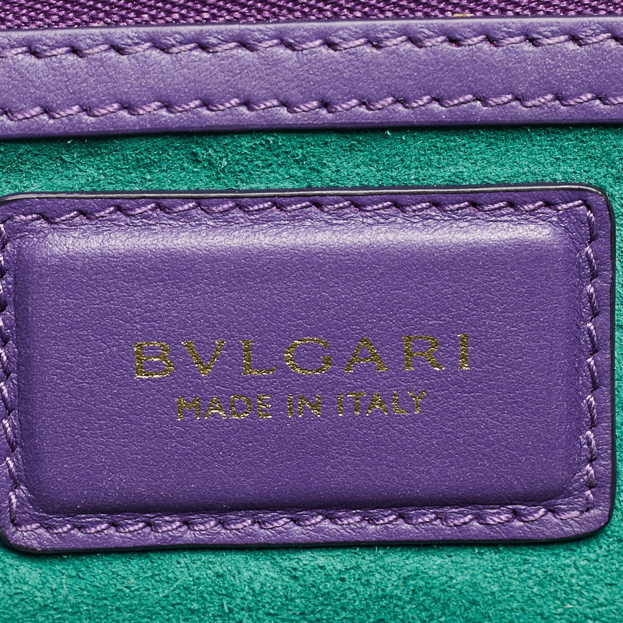 Bvlgari Purple/Black Leather Bvlgari Duet Top Handle Bag For Sale 9