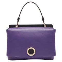 Bvlgari Purple/Black Leather Bvlgari Duet Top Handle Bag