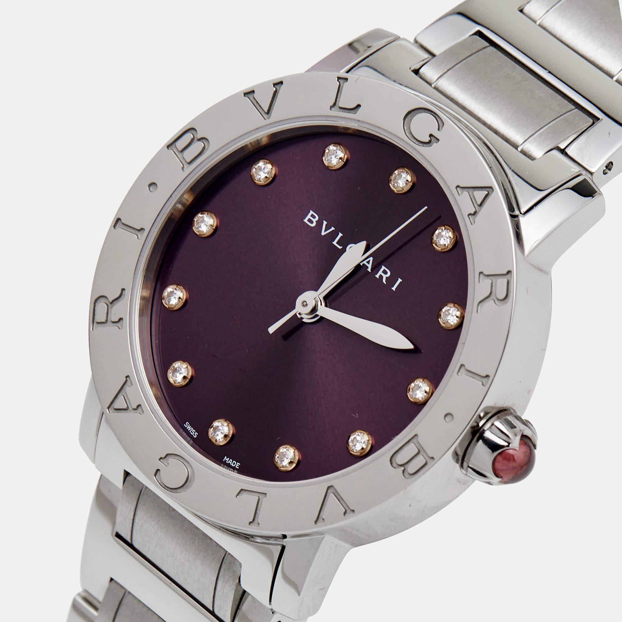 Bvlgari Purple Diamond Stainless Steel BvlgariBvlgari 102607 Women's Wristwatch  1