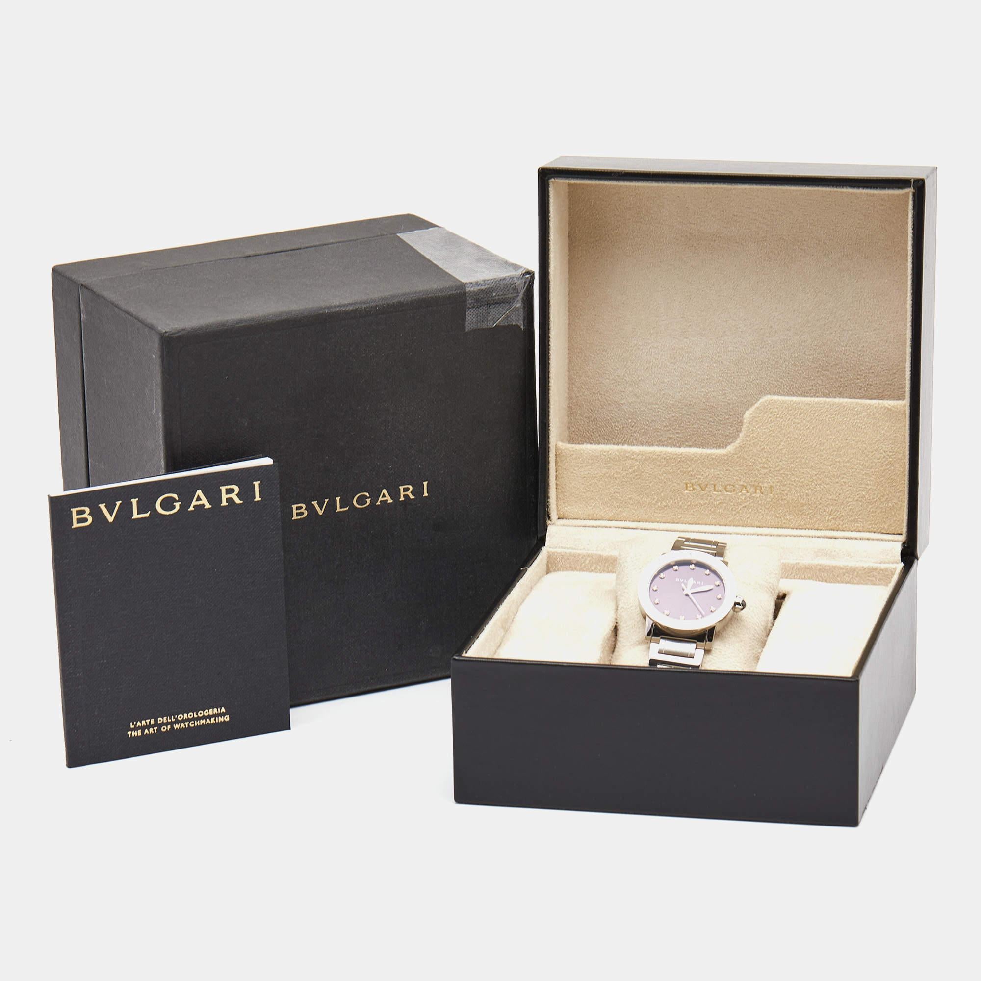 Bvlgari Purple Diamond Stainless Steel BvlgariBvlgari 102607 Women's Wristwatch  2