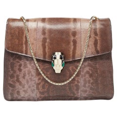 Bvlgari Borsa a tracolla con patta in Karung Serpenti Forever viola