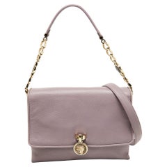 Used Bvlgari Purple Leather Flap Shoulder Bag