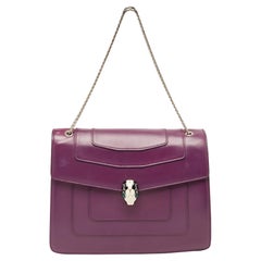 Bvlgari Purple Leather Large Serpenti Forever Shoulder Bag