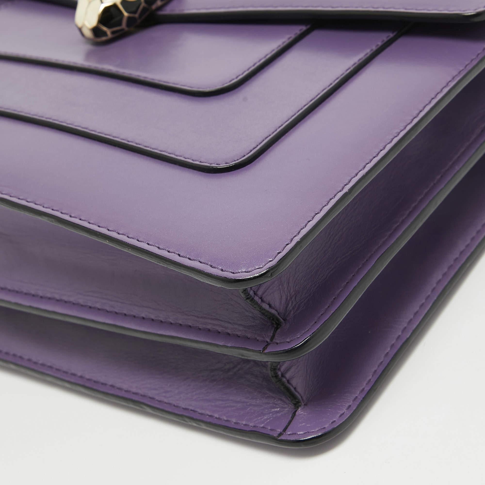 Bvlgari Purple Leather Medium Serpenti Forever Flap Bag 6